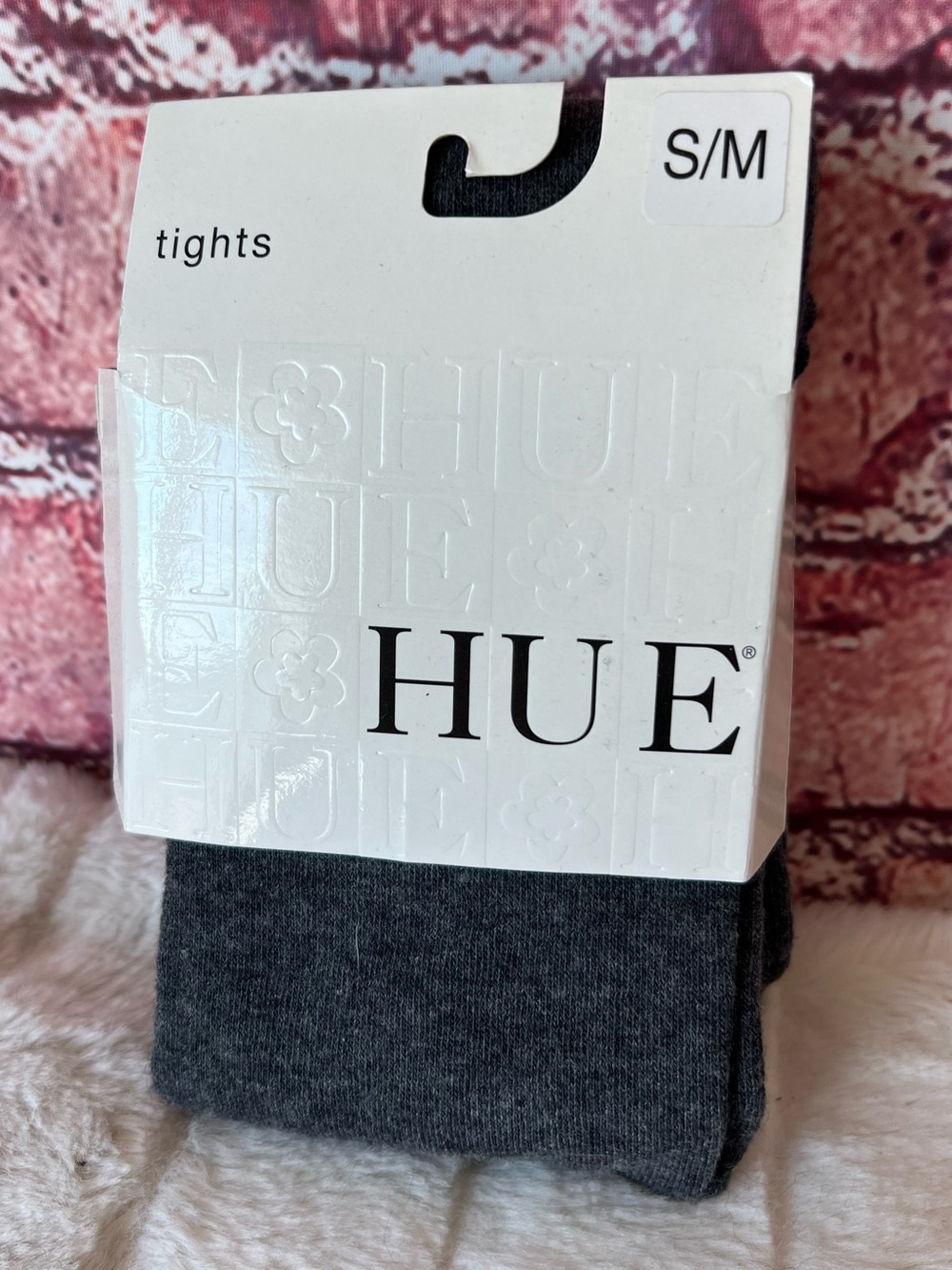 HUE Flat Knit Sweater Tights Charcoal Gray Heather Cotton Blend S/M NIP